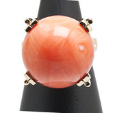 K18YG イエローゴールド サンゴ18.3mm リング 指輪 レディース 11号 【中古】